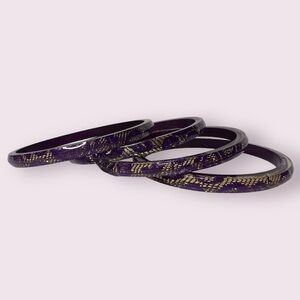 Purple and Gold Lace Acrylic Bangle Bracelets